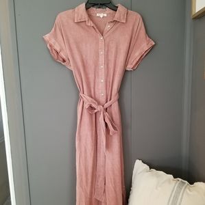 Pink button up dress